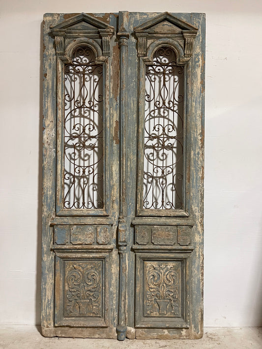 Antique French Panel doors with Metal (108x54) J106