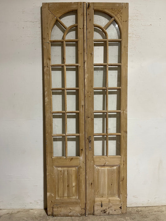 Antique French panel doors with glass (103.5x40.5) L100