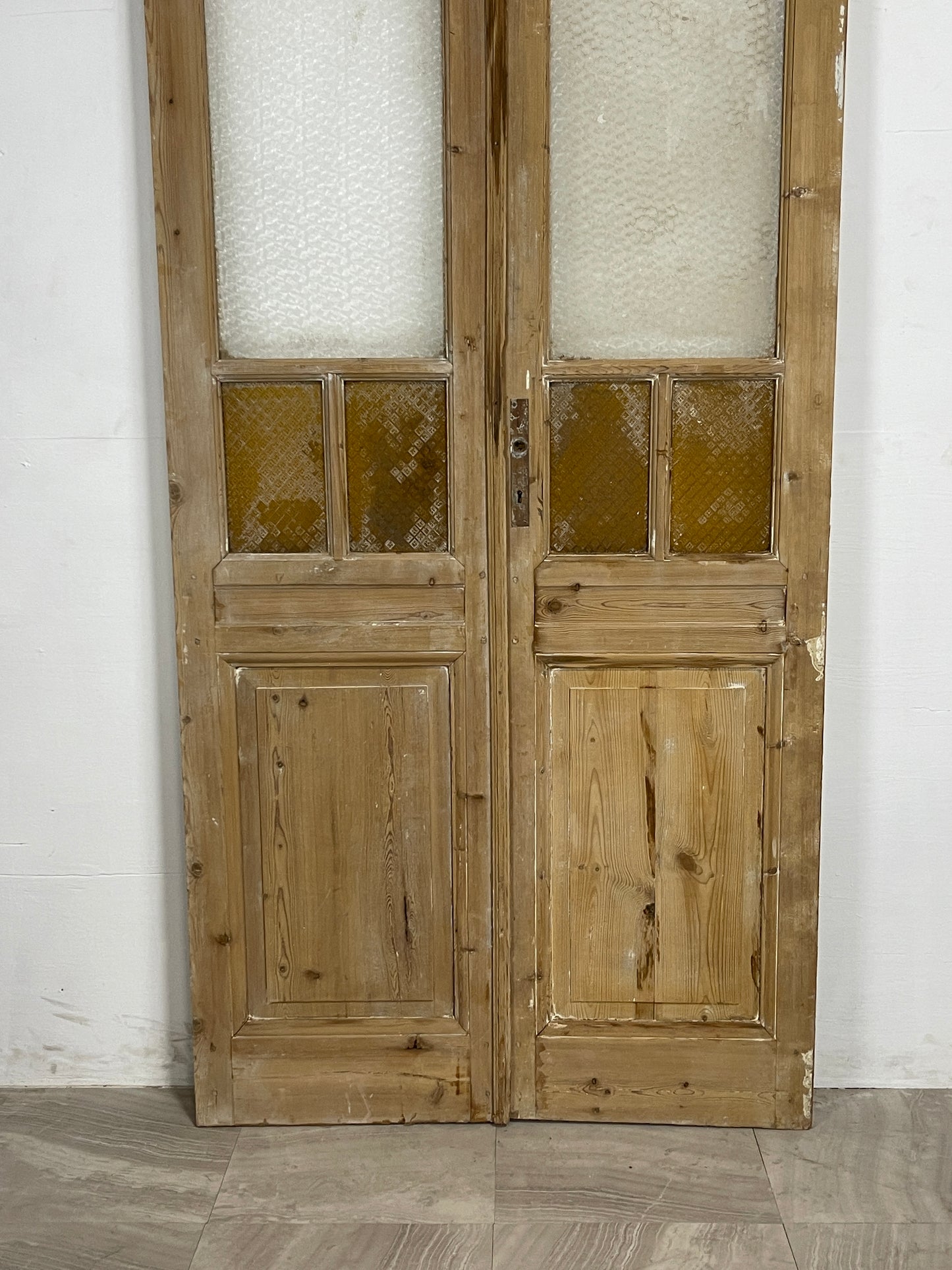 Antique French Panel Doors with Glass   (98 x 43.5)   N053