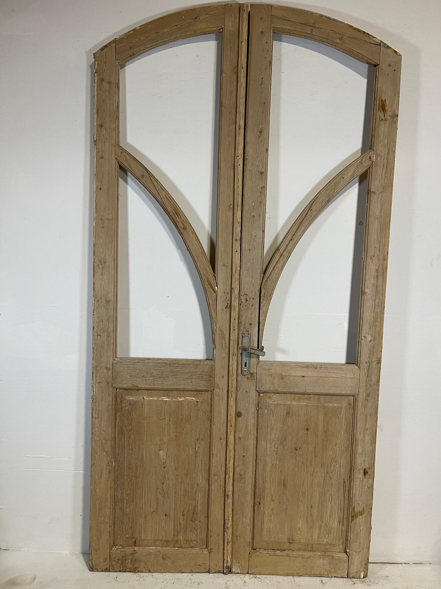 Antique French panel doors with glass with Transom  (NO GLASS)(100.5x51.5) L204