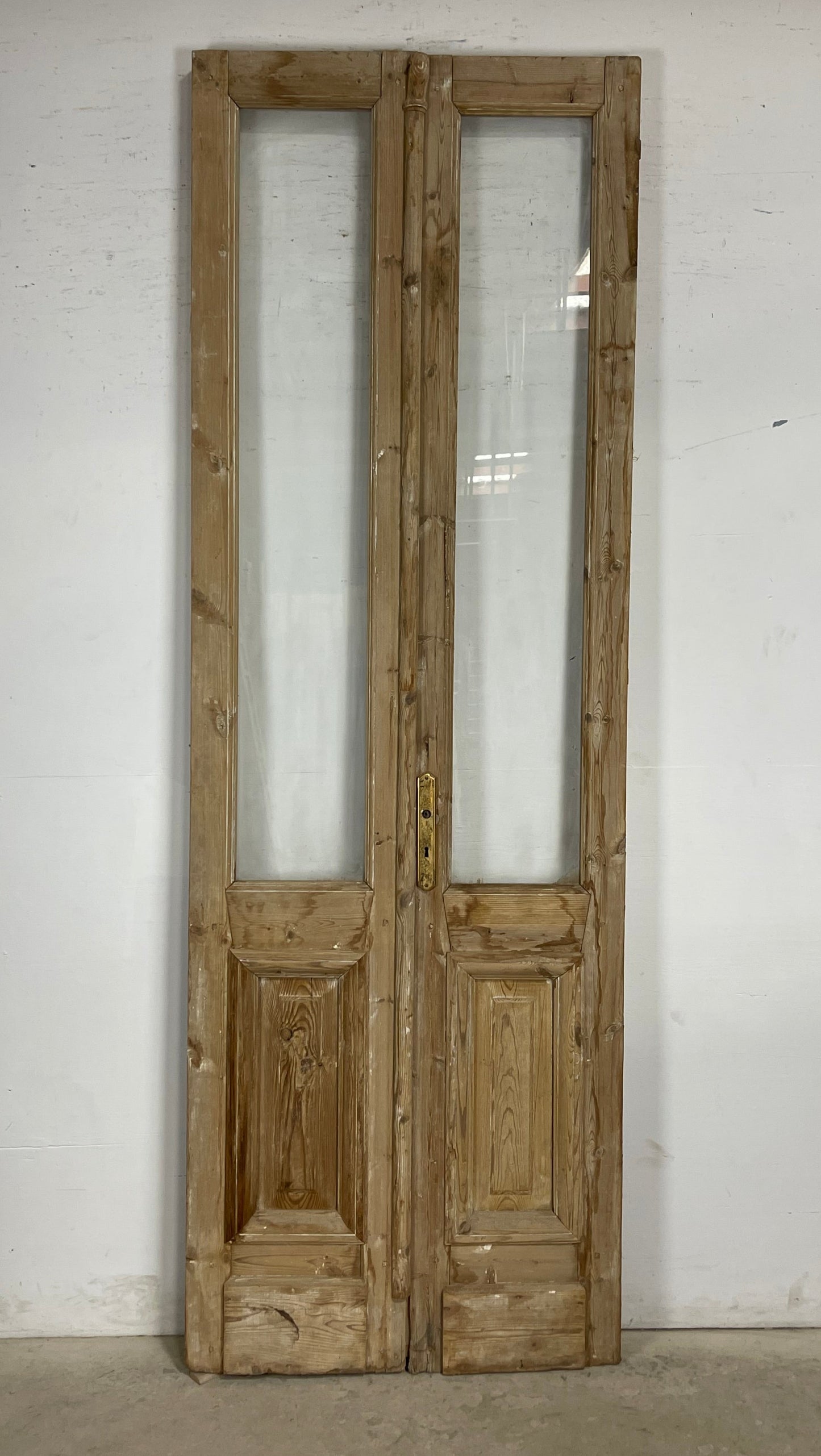 Antique  French Panel Doors with glass (104.5x35.25)   M096