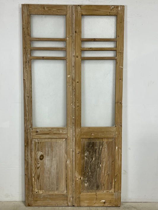 Antique French panel doors with glass (91.5x45) L392