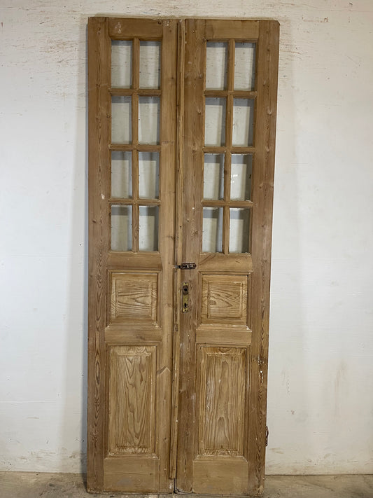 Antique French panel doors with glass (93.5x36) L140