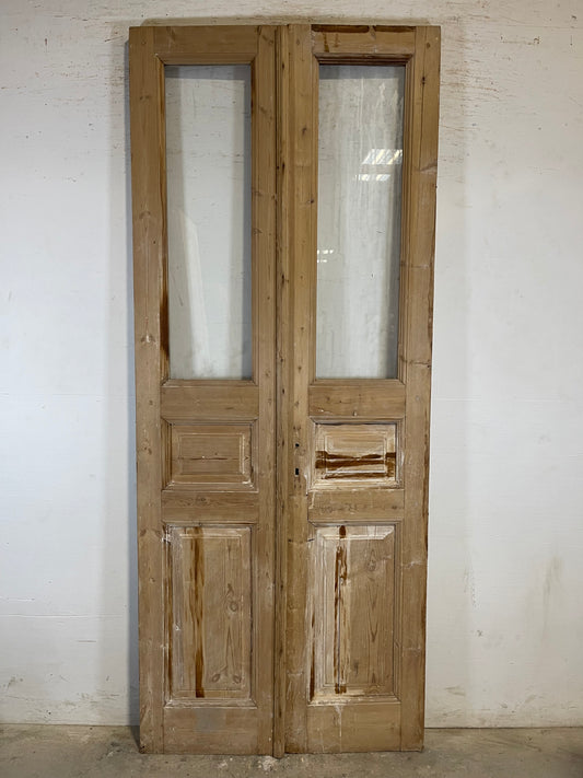 Antique French panel doors with glass (94.75x38.75) L138