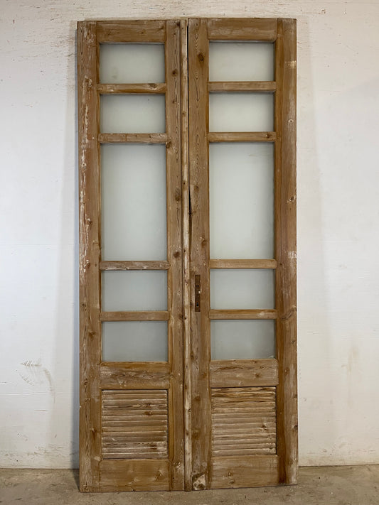 Antique French panel doors with glass (92x42.75) L177