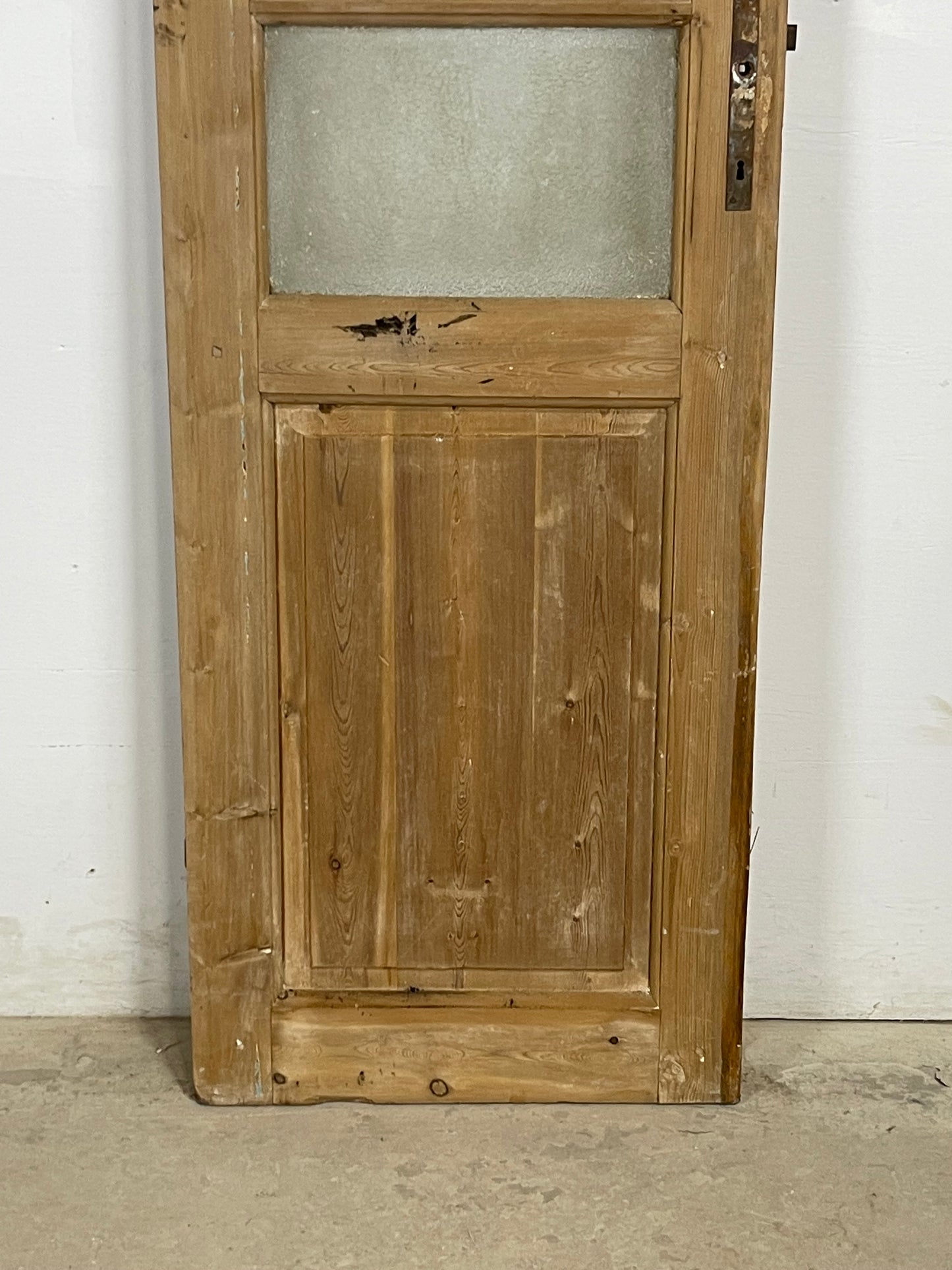 Antique French Panel Door with Glass  (85 x 24.5) M229