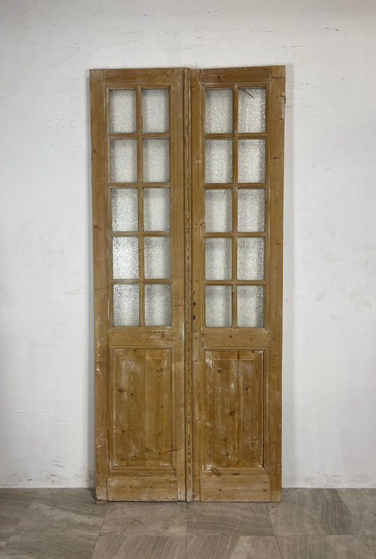 Antique French Panel Doors with Glass   (97.25 x 43)   N029