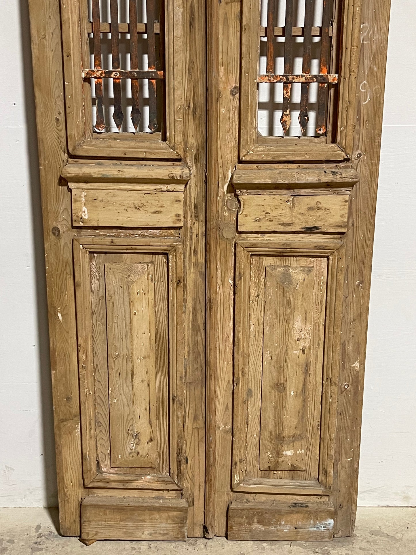 Antique French Panel Doors with Metal (95.5x35.5) K106