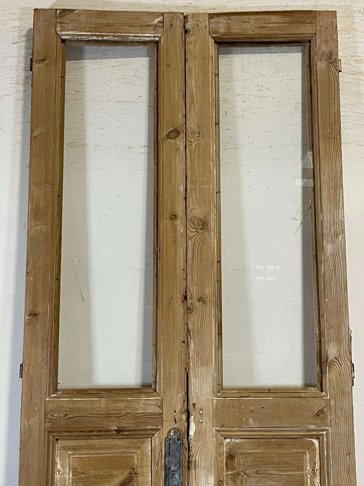 Antique French panel doors with glass (96x37.5) L187