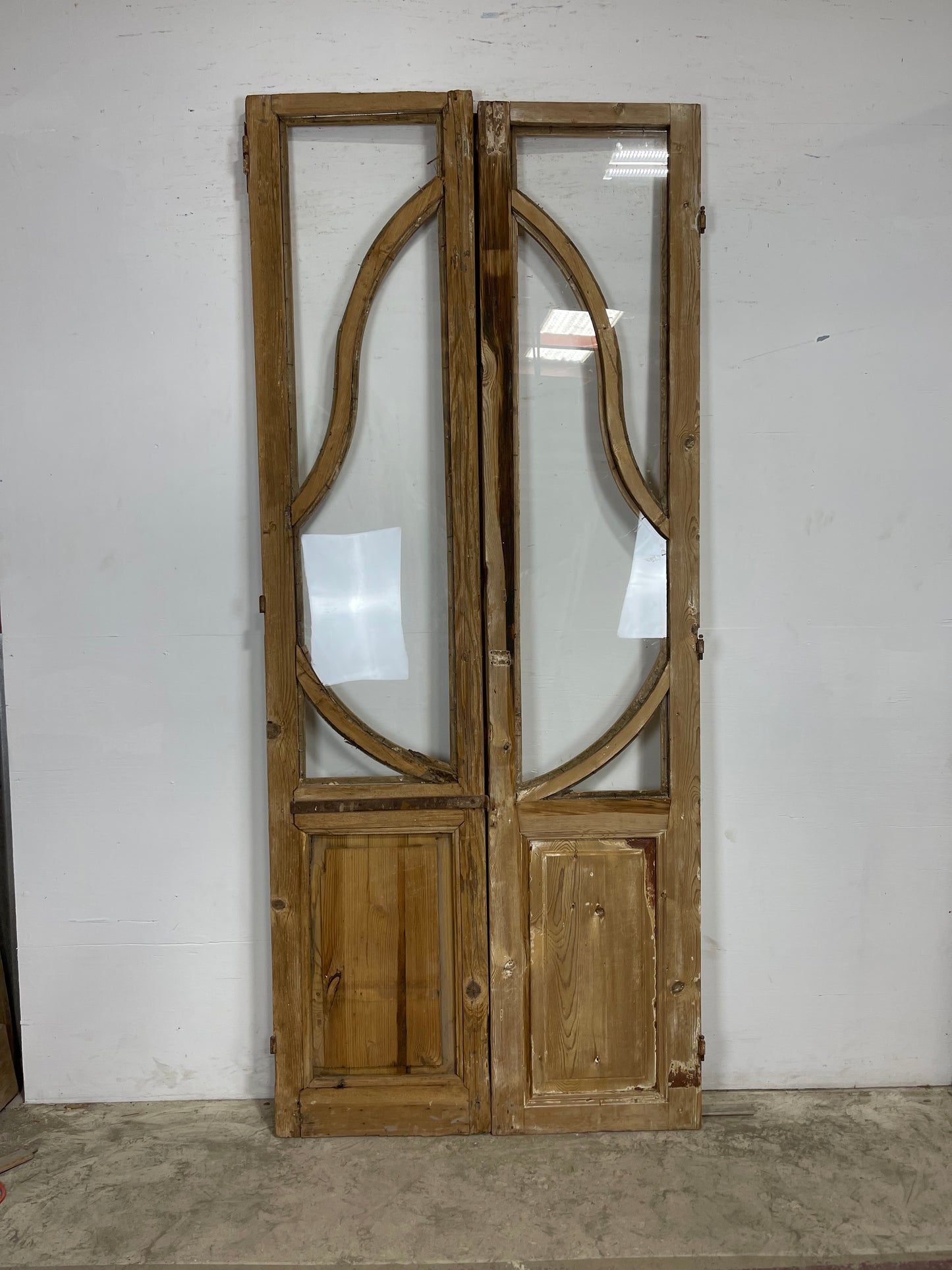 Antique  French Panel Doors with Carving  (97.5 x 48.5) M052 needs new glass