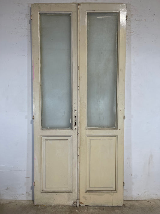 Antique French panel doors with glass (99.75x45.75) L114