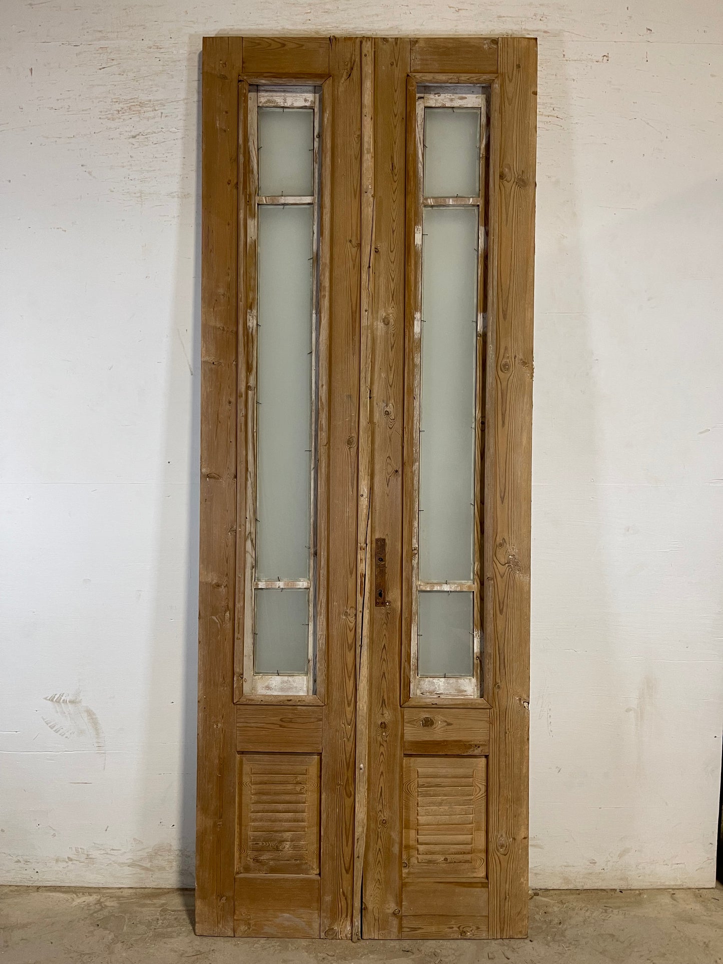 Antique French panel doors with glass (95.5x35.5) L182