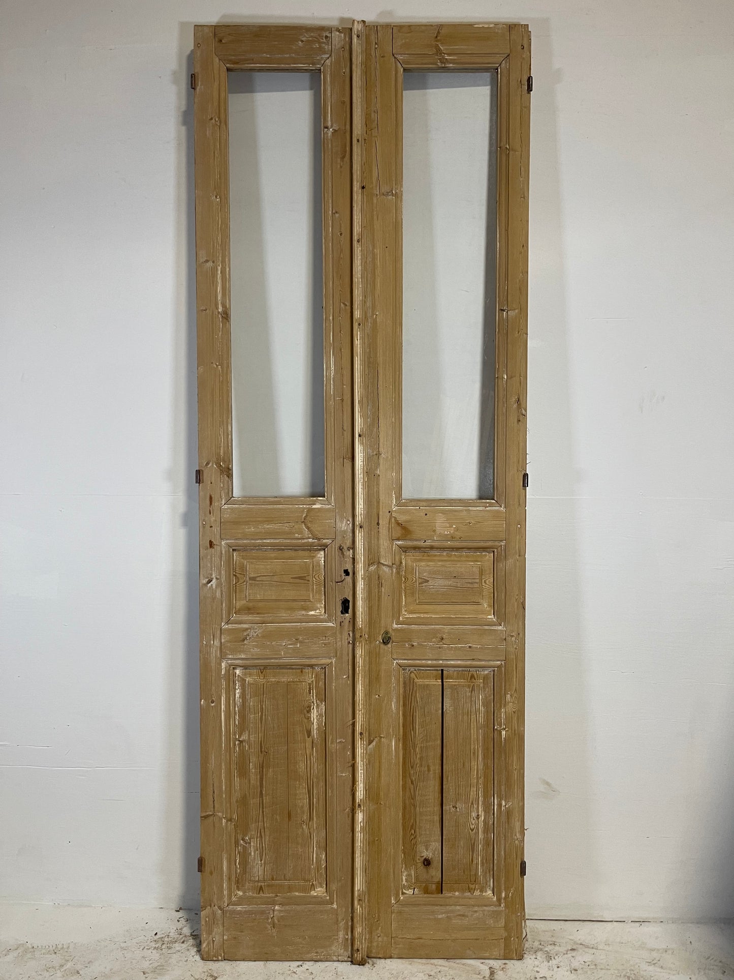 Antique French panel doors with glass (96.5 x 34.5) L202