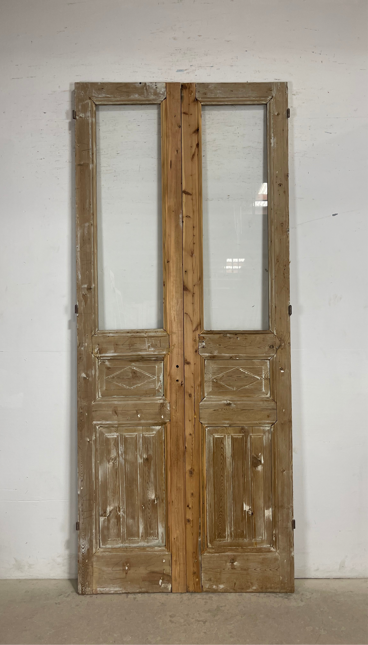 Antique  French Panel Doors with glass (102.5x43.25)   M267