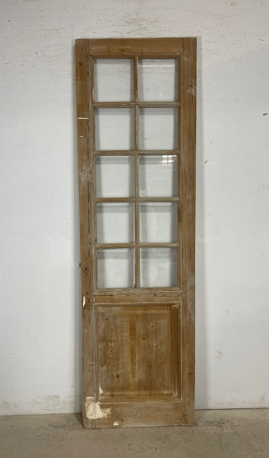 Antique French Panel Door with Glass  (93 x 28) M234