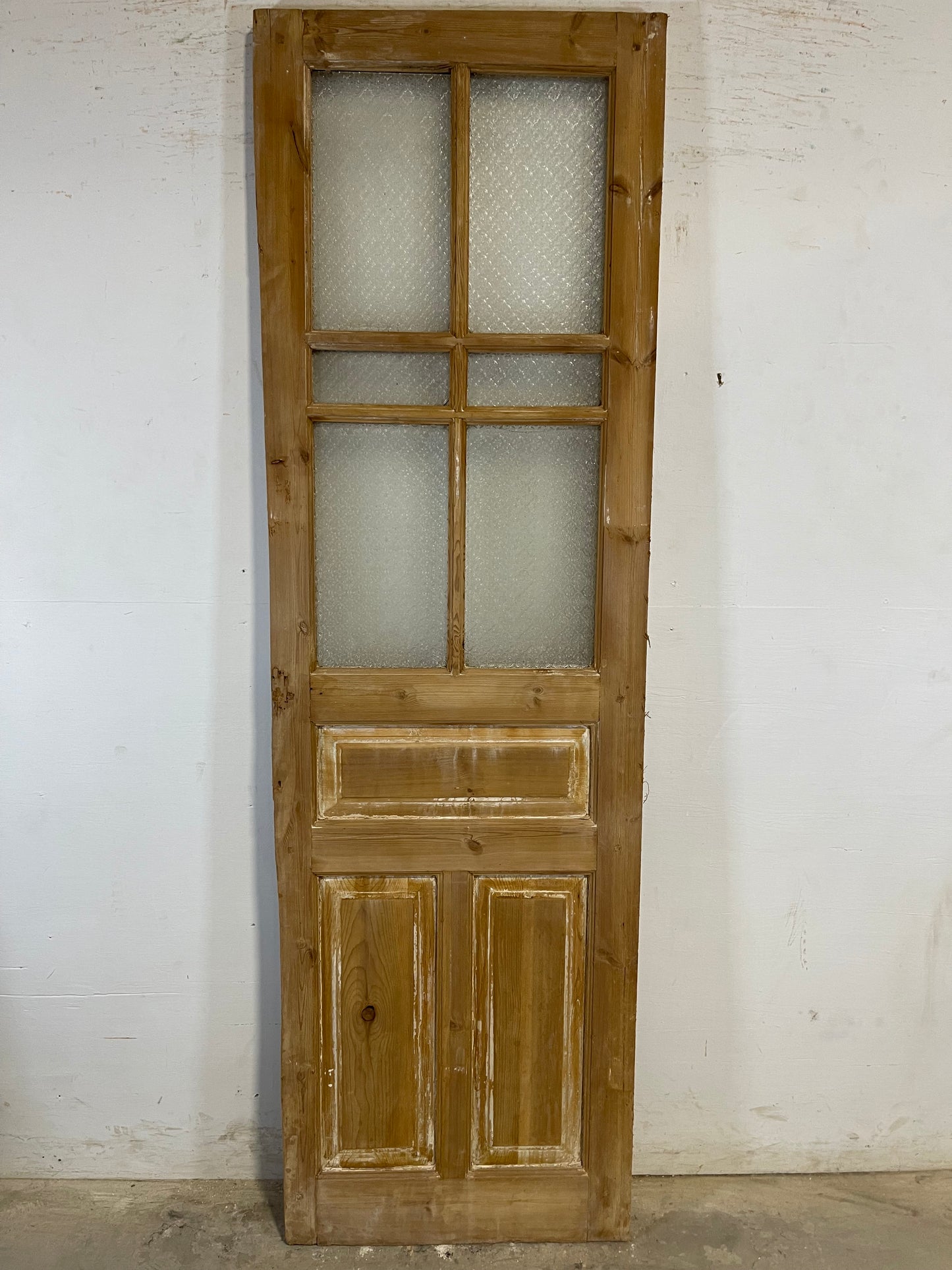 Antique French Panel Door with Glass  (87.75x26.75) L126