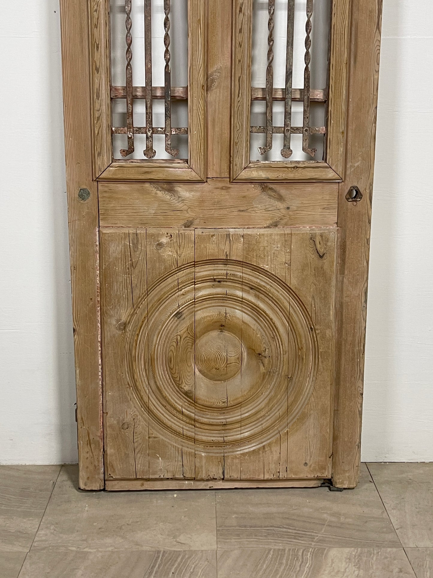 Antique French panel single door with Metal (79.5 x 31.25) O17