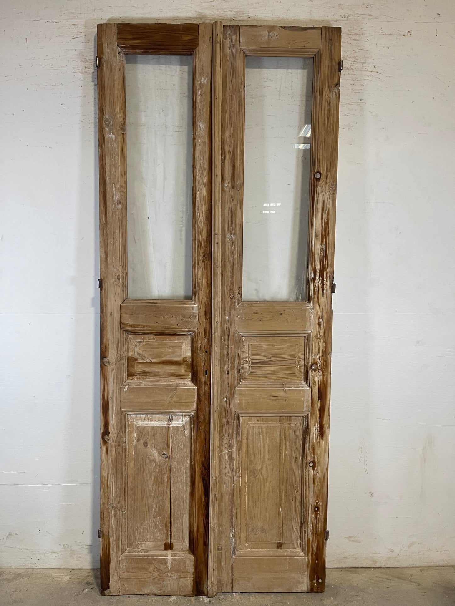 Antique French panel doors with glass (94.75x38.75) L138