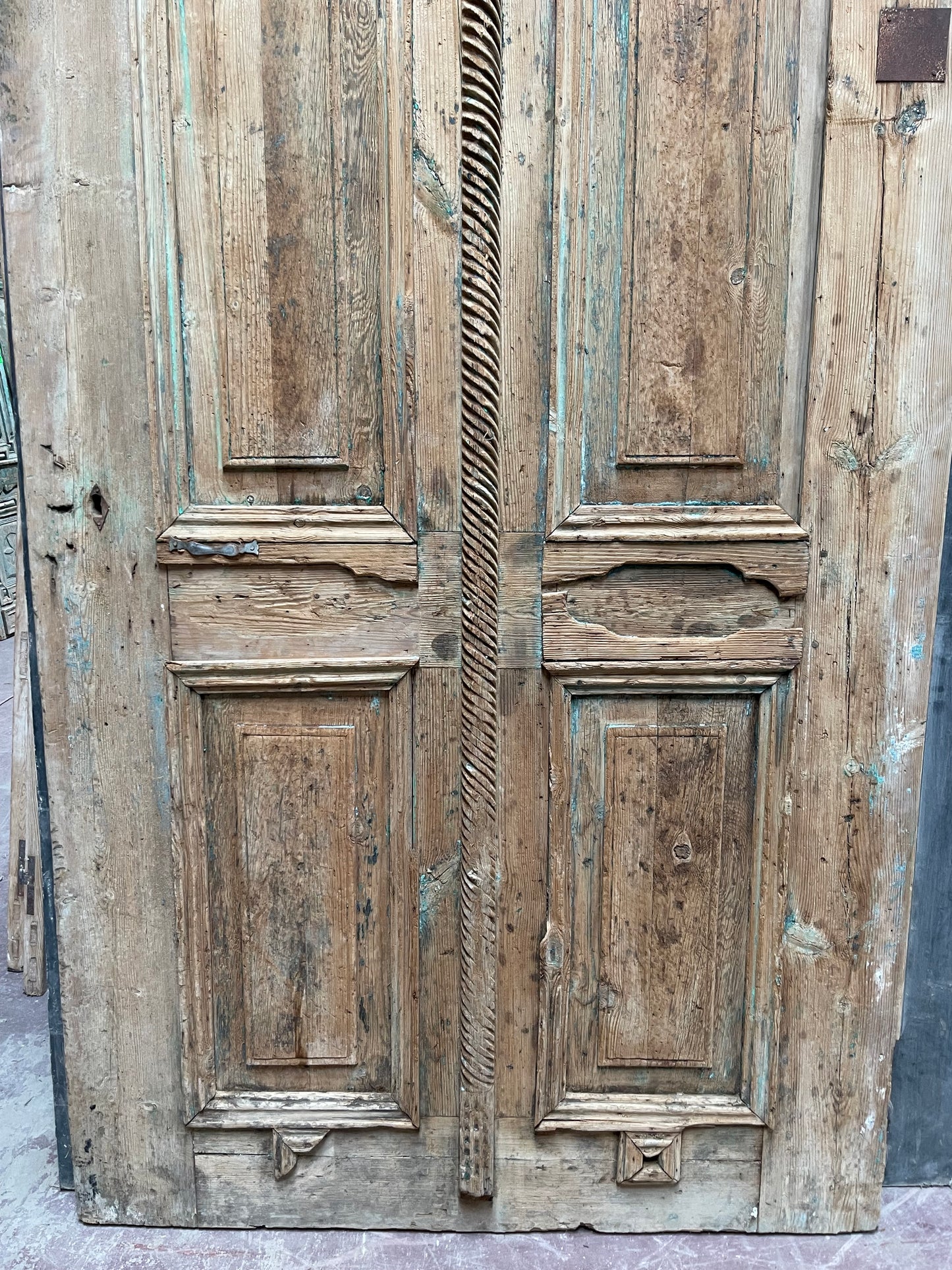 Antique  French Panel Door with Carving  (114 x 57.75) M055