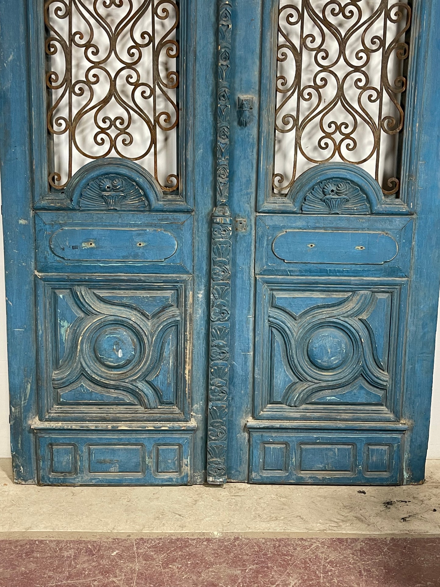 Antique French Panel Doors with Metal (107.5 x 71) M021