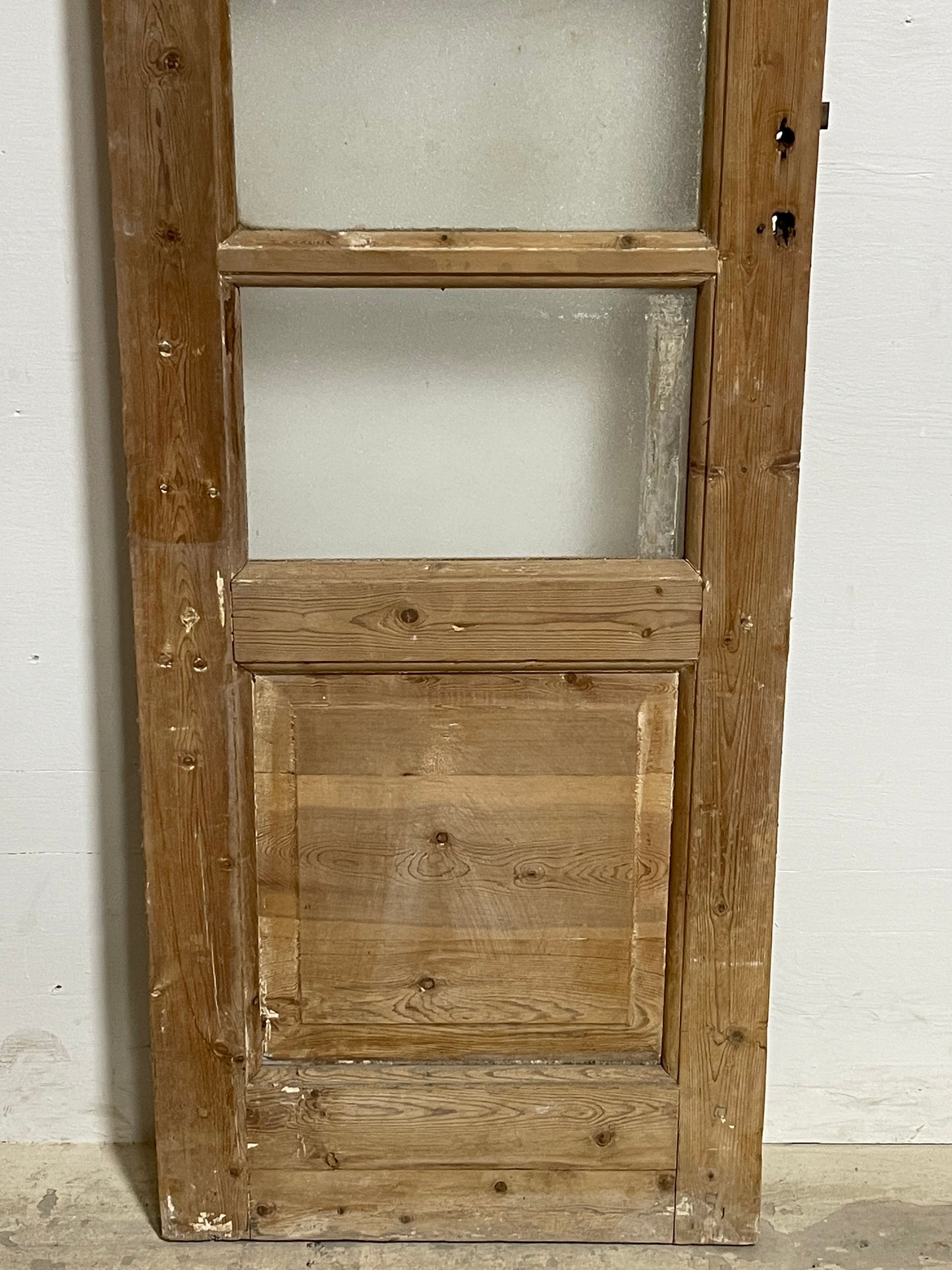 Antique  French Panel Door with Glass  (88.25X23.75) K317s