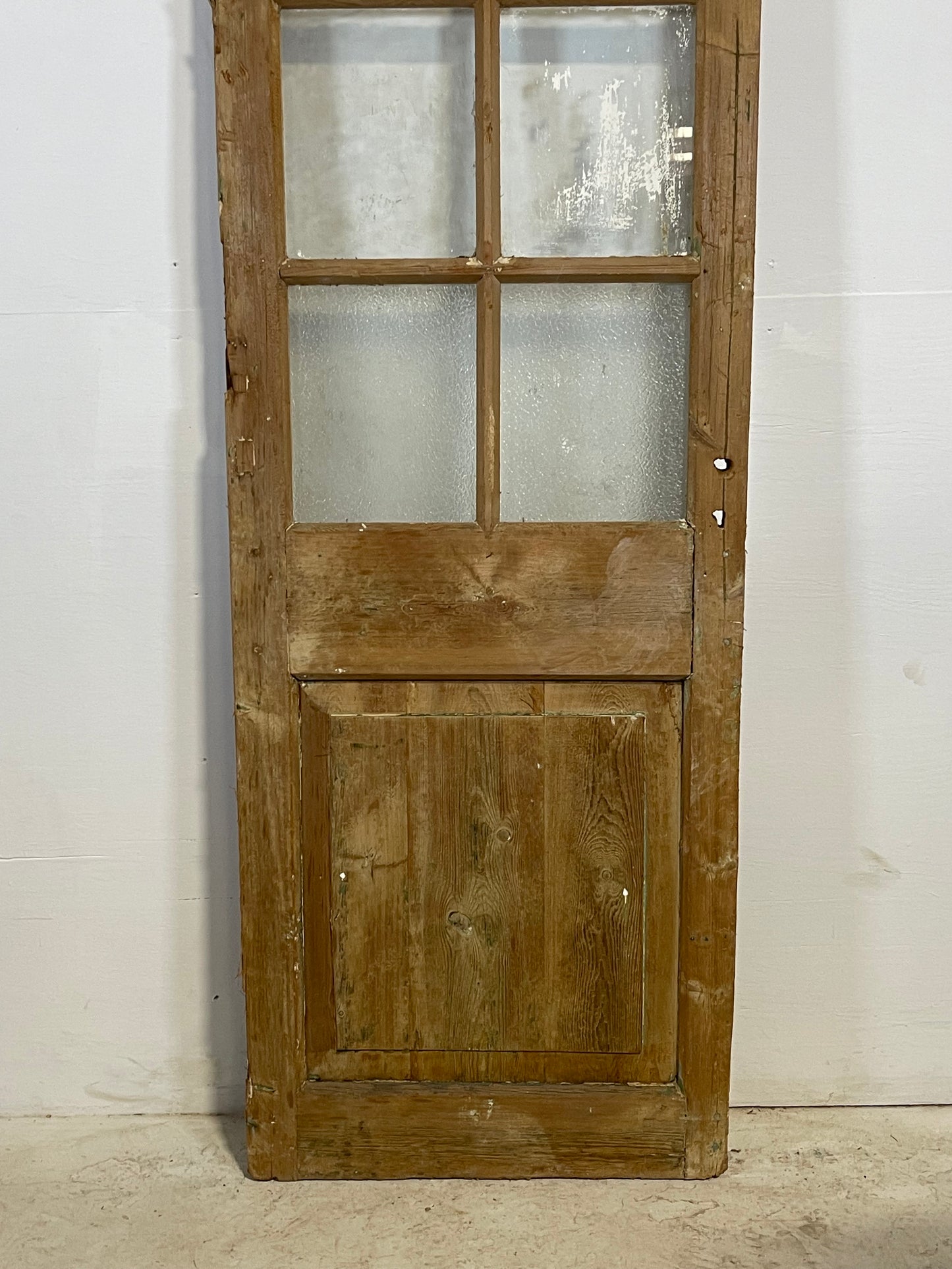 Antique French Panel Door with Glass  (94.25x27.25) L236