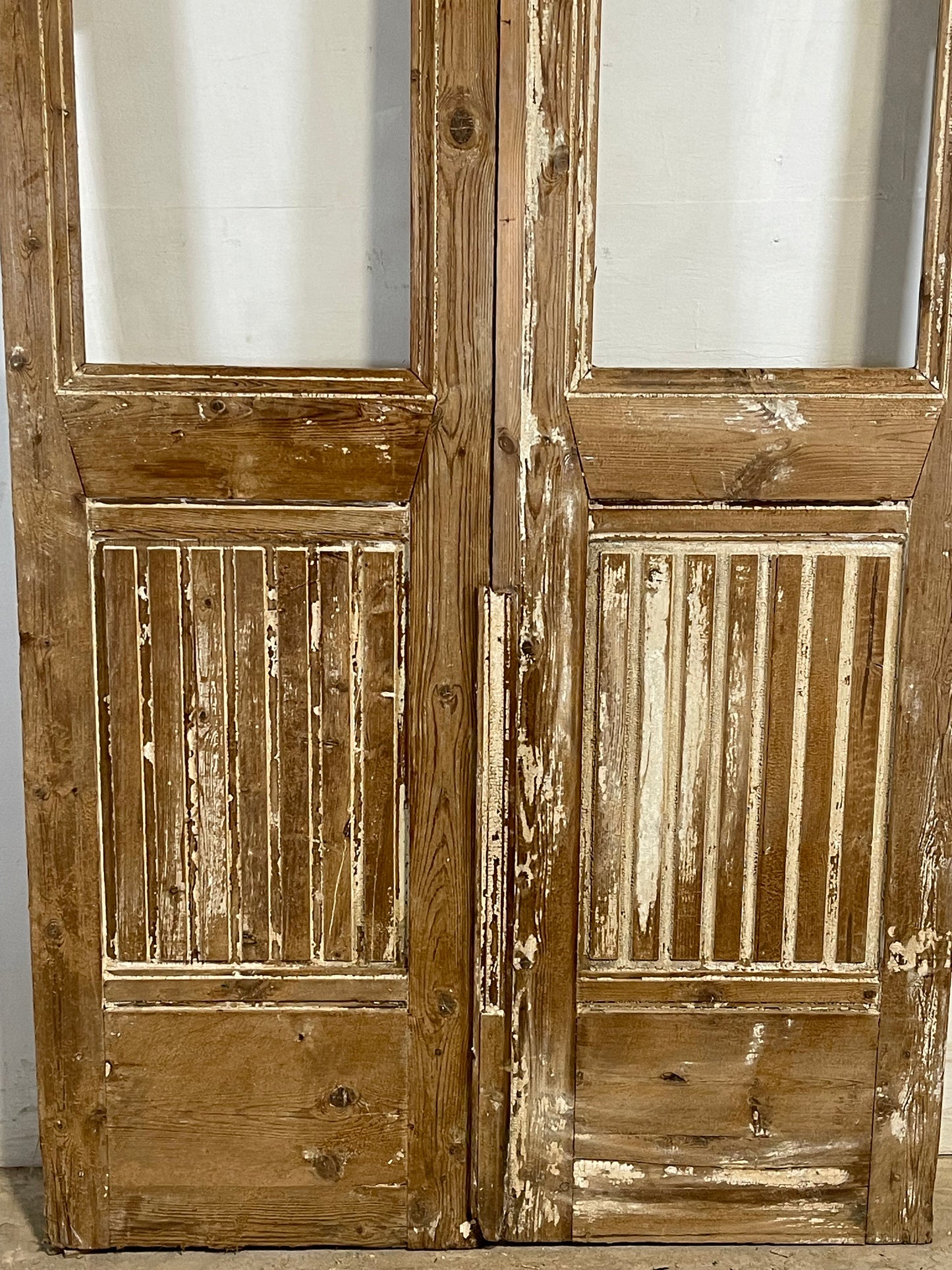 Antique French panel doors with glass (92.75x43.75) L174