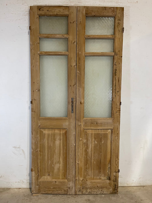 Antique French panel doors with glass (91x43.75) L193