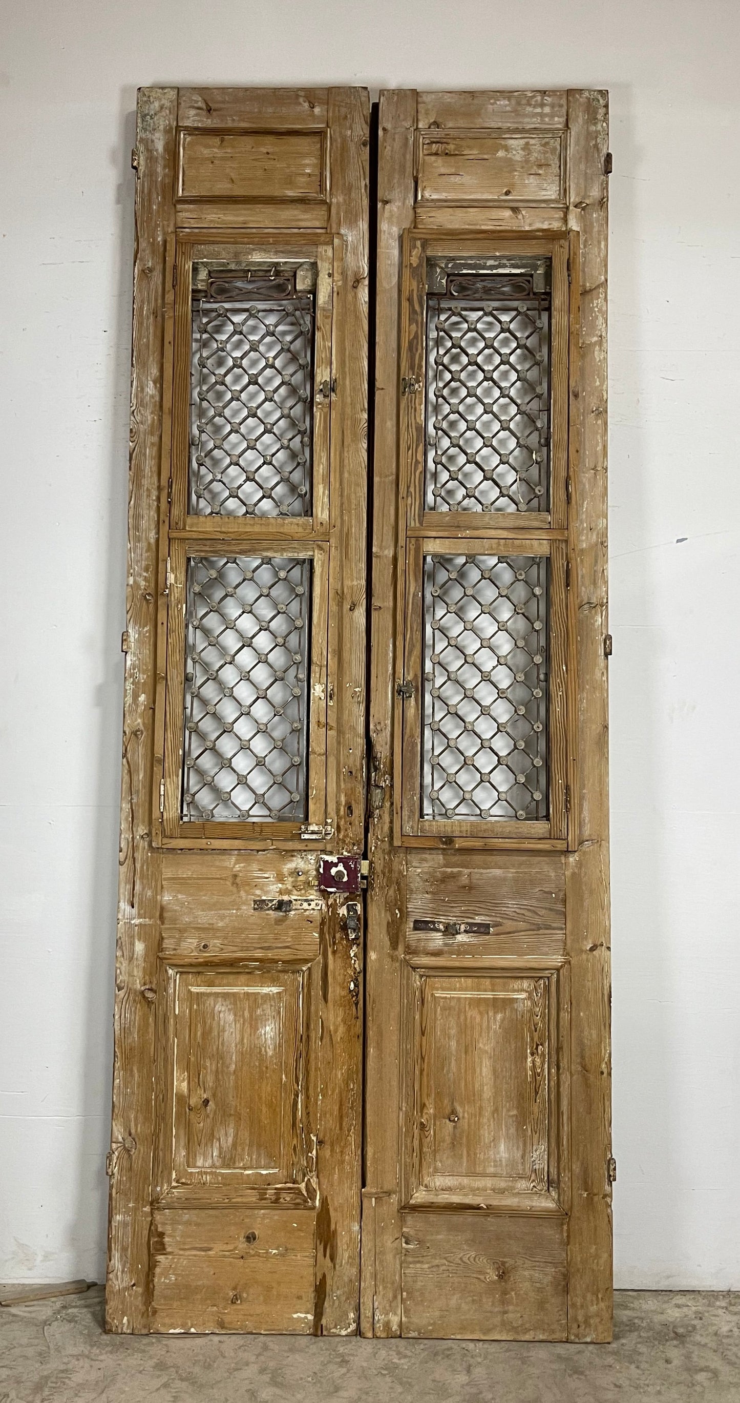 Antique French Panel Doors with Metal (121 x 47.5) M060