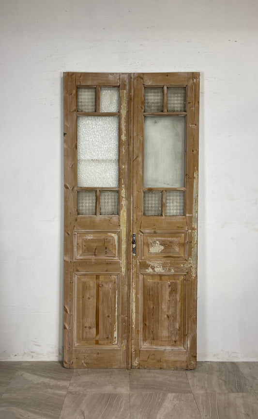 Antique French Panel Doors with Glass   (95.5 x 43.5)   N044