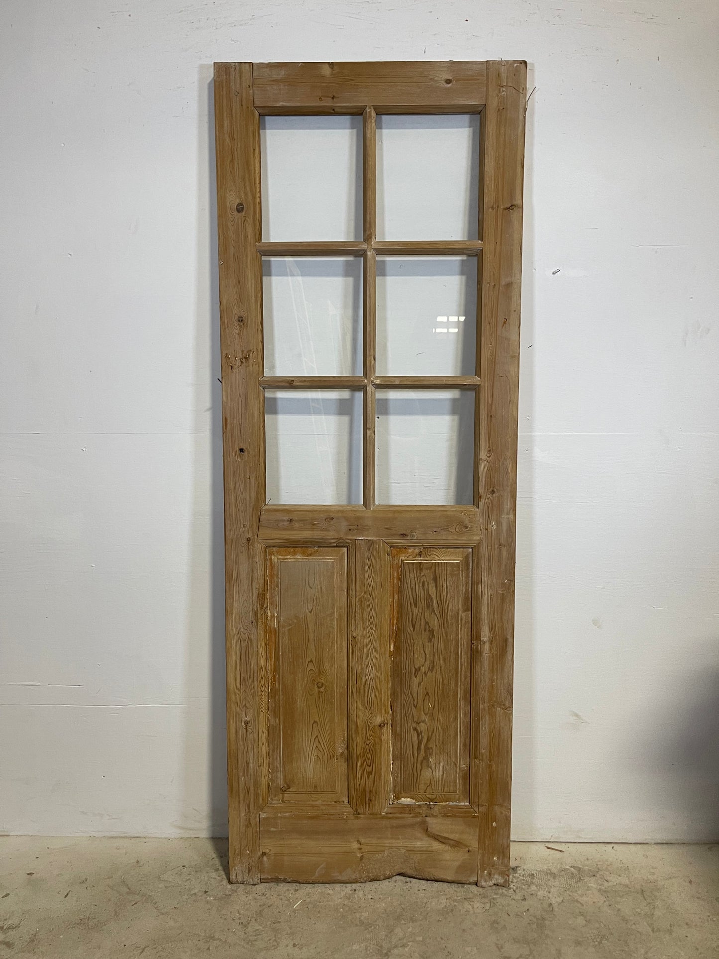 Antique French Panel Door with Glass  (84.25x30.25) L326