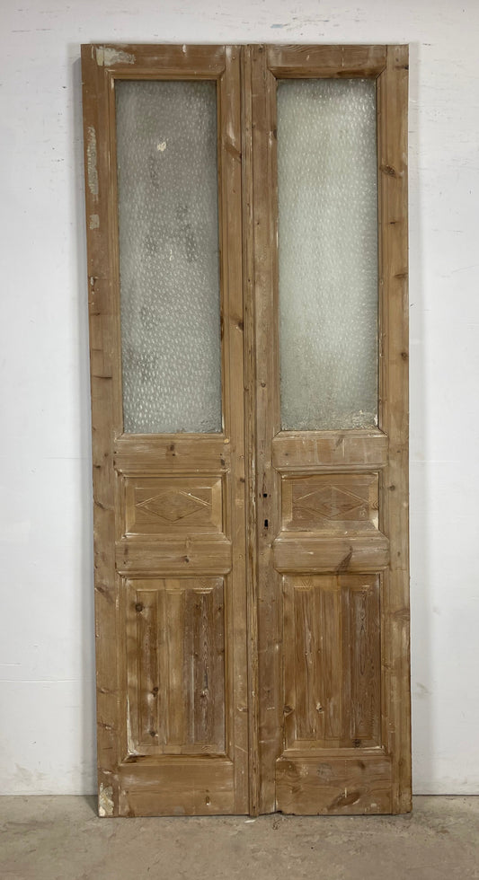 Antique  French Panel Doors with glass (102x42.5)   M108