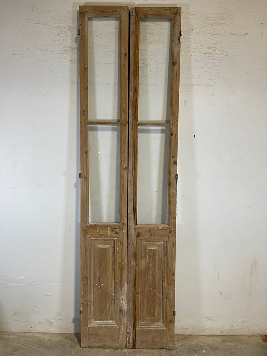 Antique French panel doors with glass (100.5x29) L147