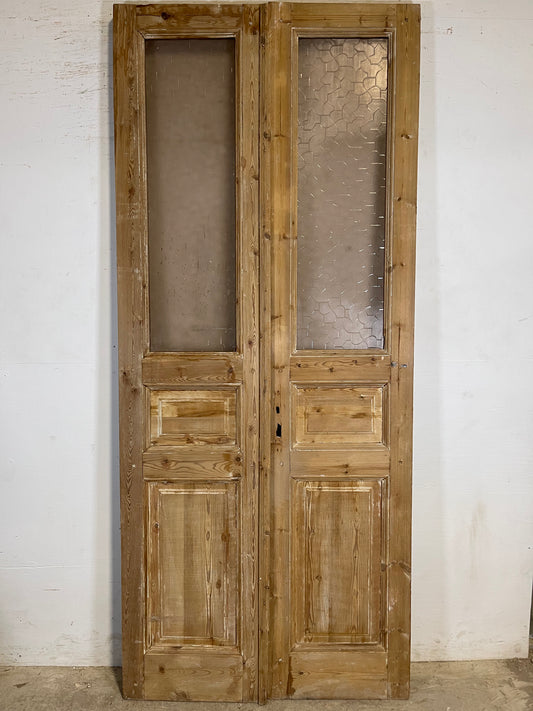 Antique French panel doors with glass (96.5x41.25) K339