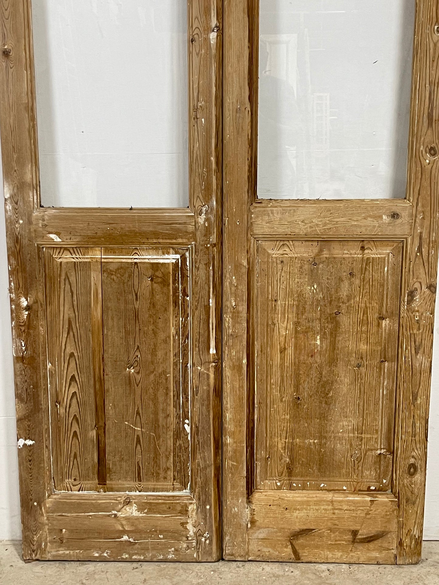 Antique French panel doors with glass (100x47.25) L389