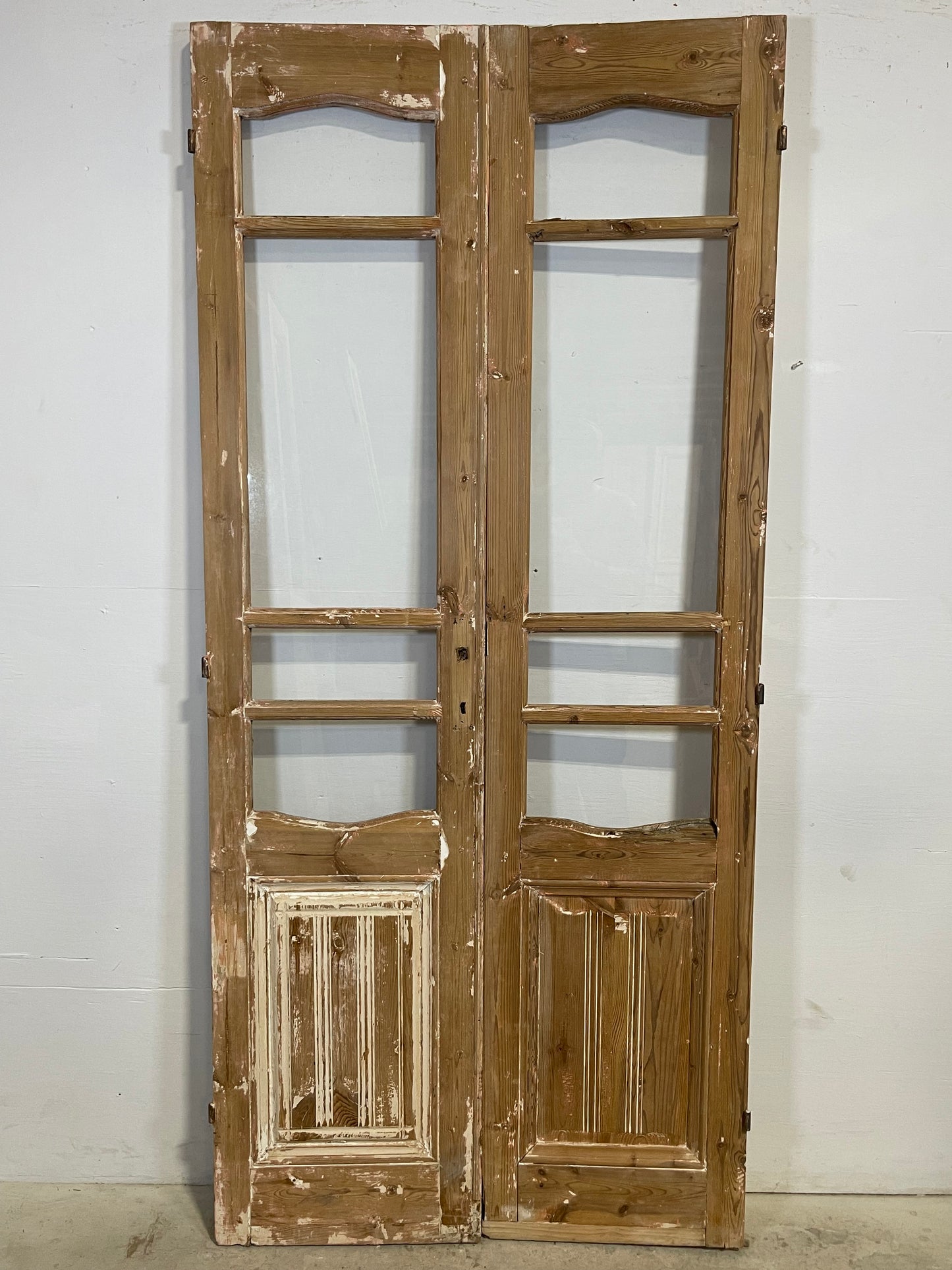 Antique French panel doors with glass (86x39.25) L356