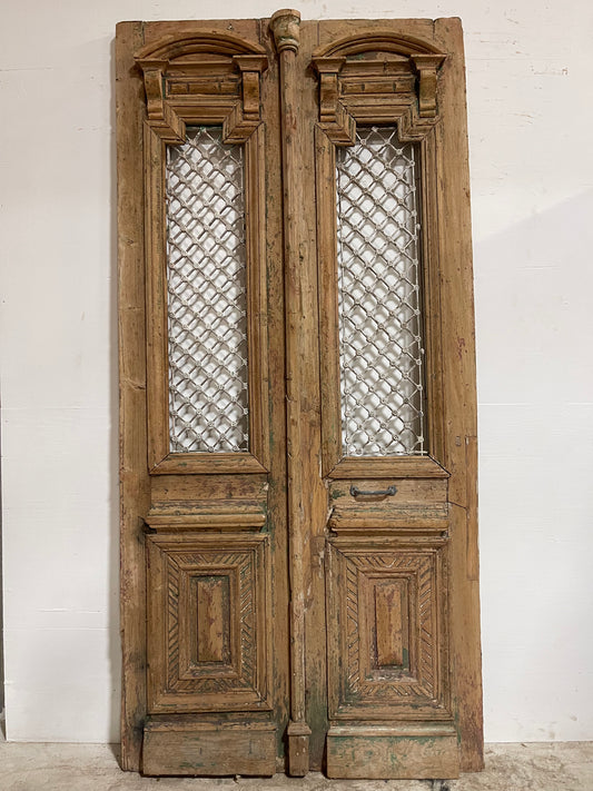 Antique French Panel Doors with Metal (100.5x48) J114