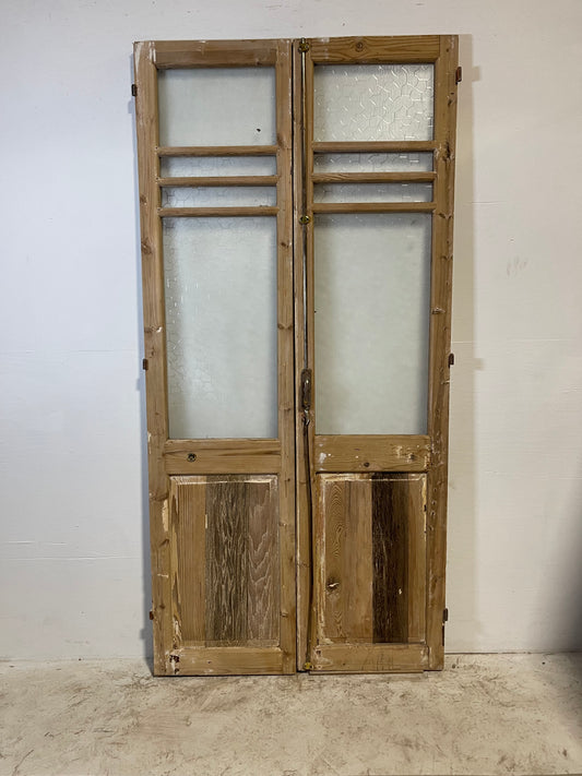 Antique French panel doors with glass (87.75x42.5) L225