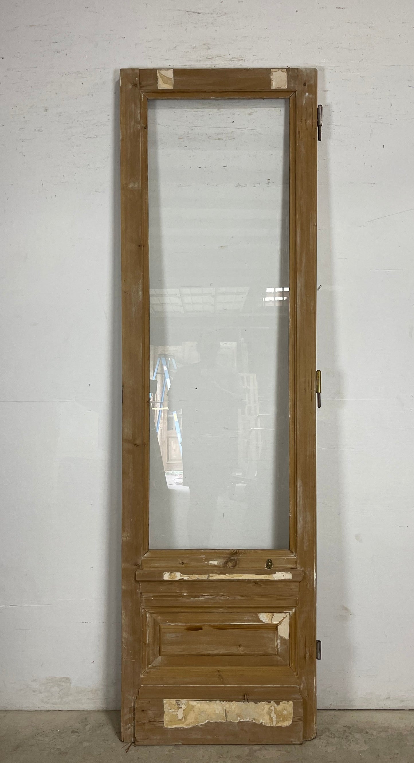 Antique  French Panel Door with glass (95.25 x 27.75)   M101