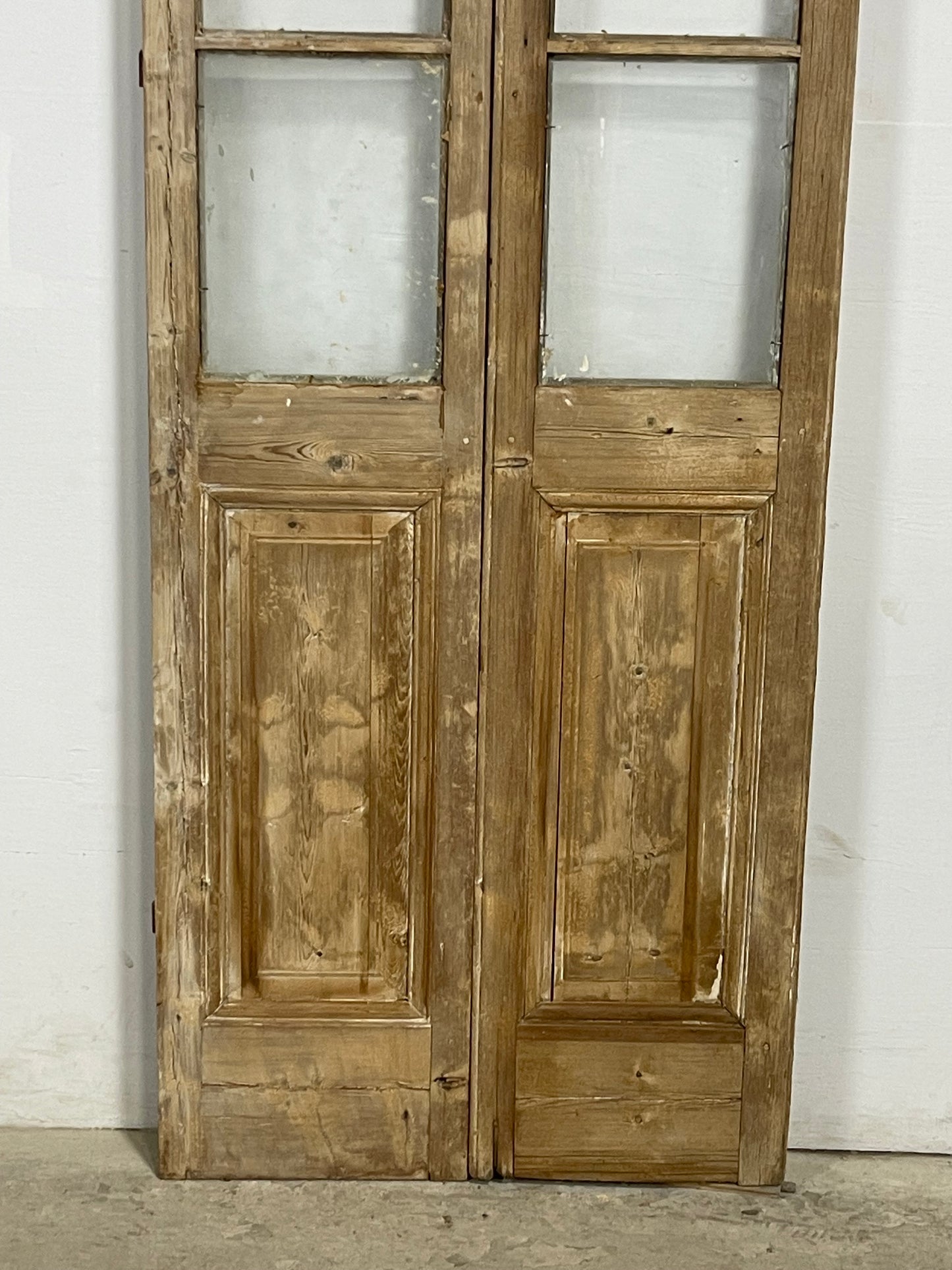 Antique  French Panel Doors with glass (97x29)   M069