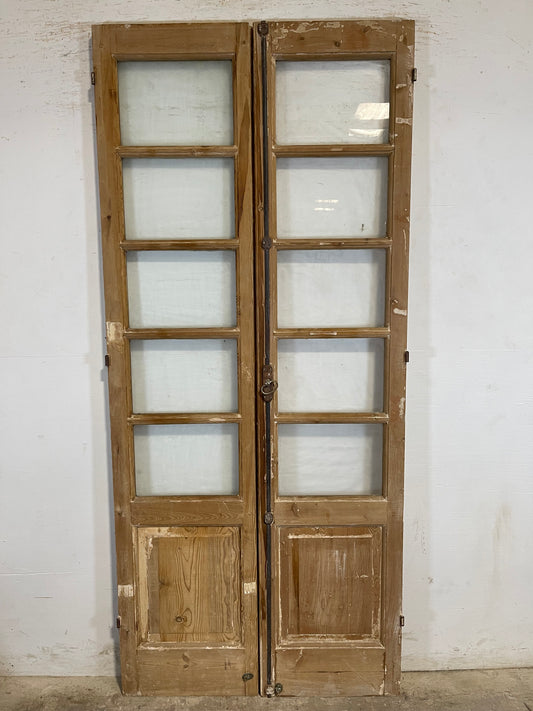 Antique French panel doors with glass (89x38.75) L111