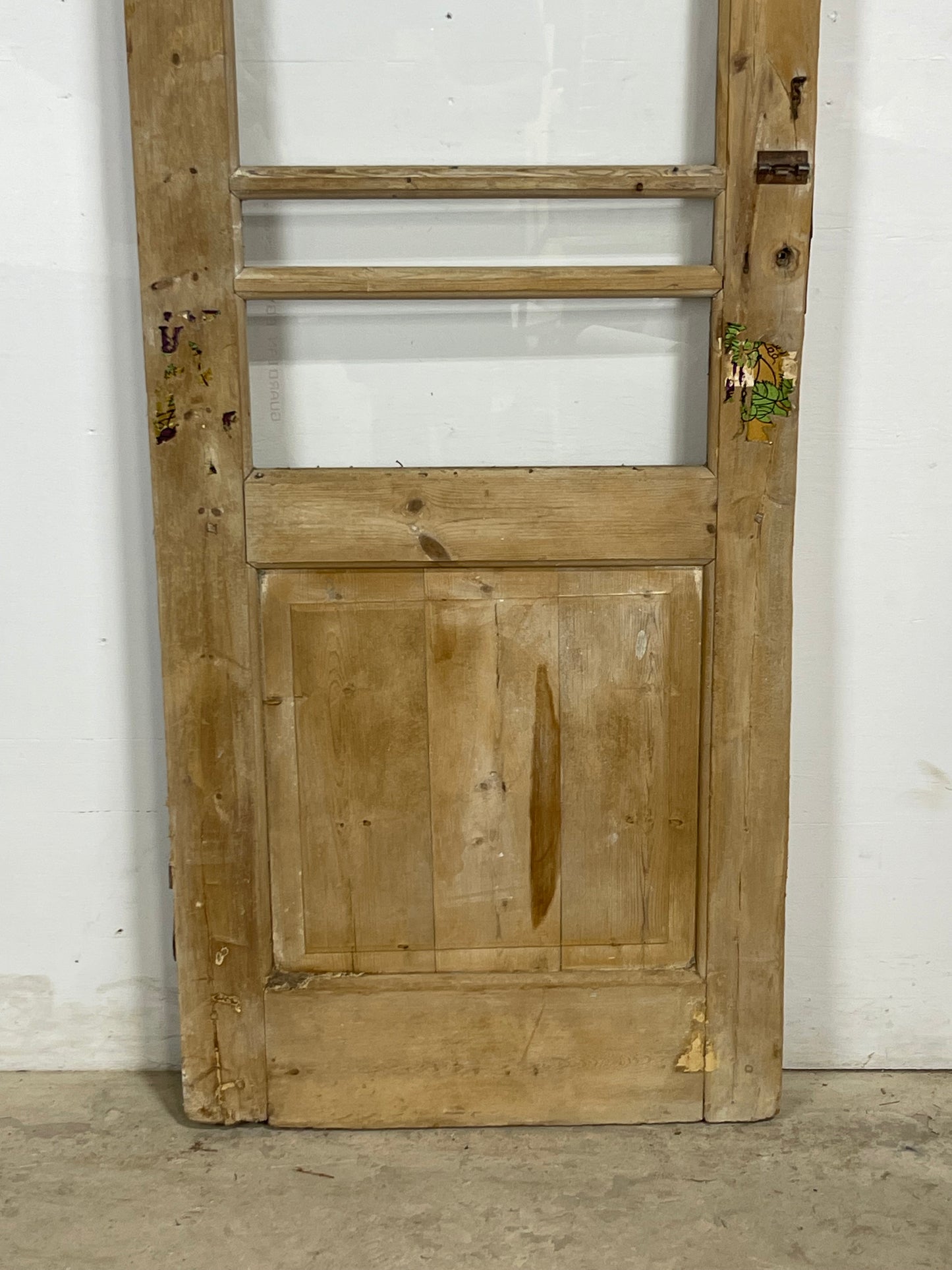 Antique French Panel Door with Glass  (85 x 28) M226