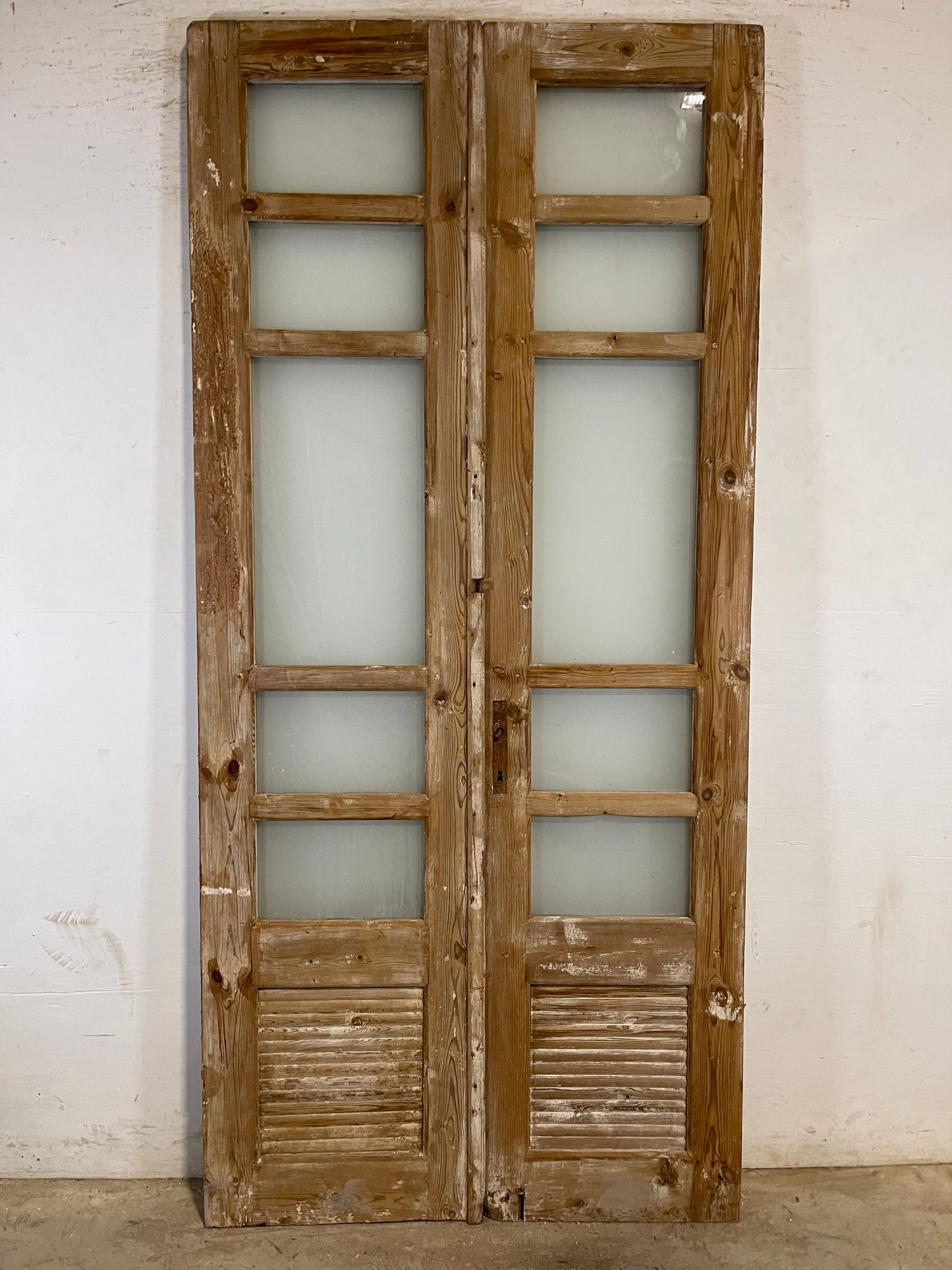 Antique French panel doors with glass (91.75x42.25) L178