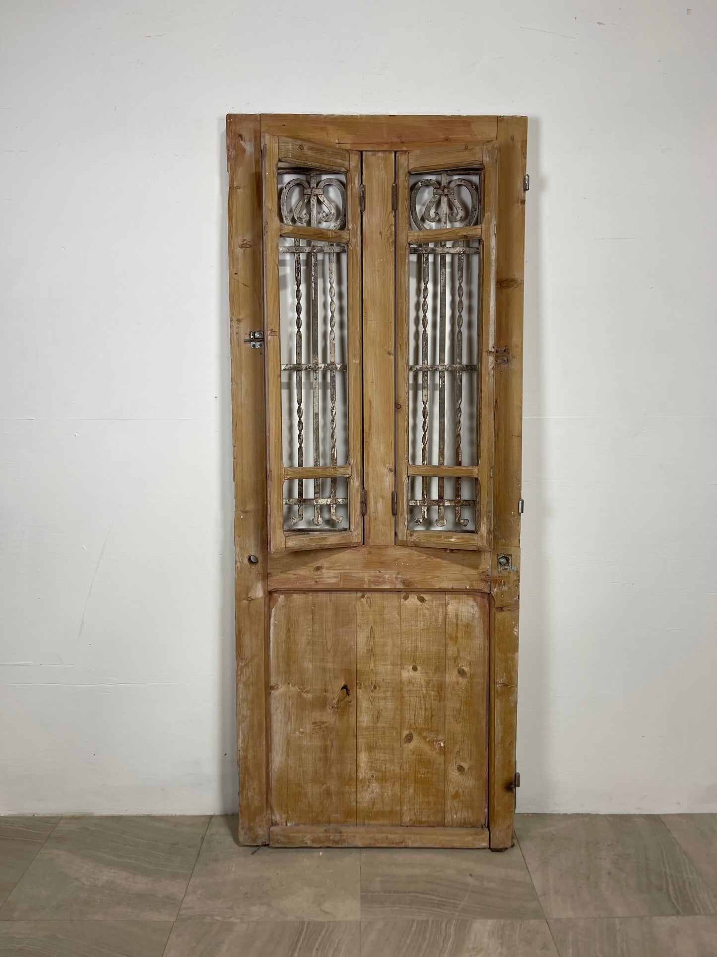 Antique French panel single door with Metal (79.5 x 31.25) O17