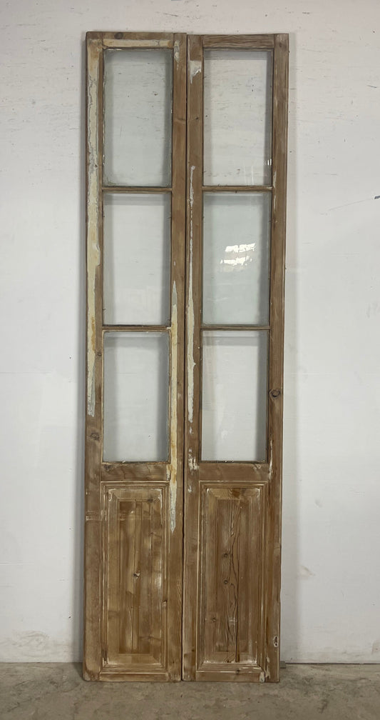 Antique  French Panel Doors with glass (100.5x30.75)   M077