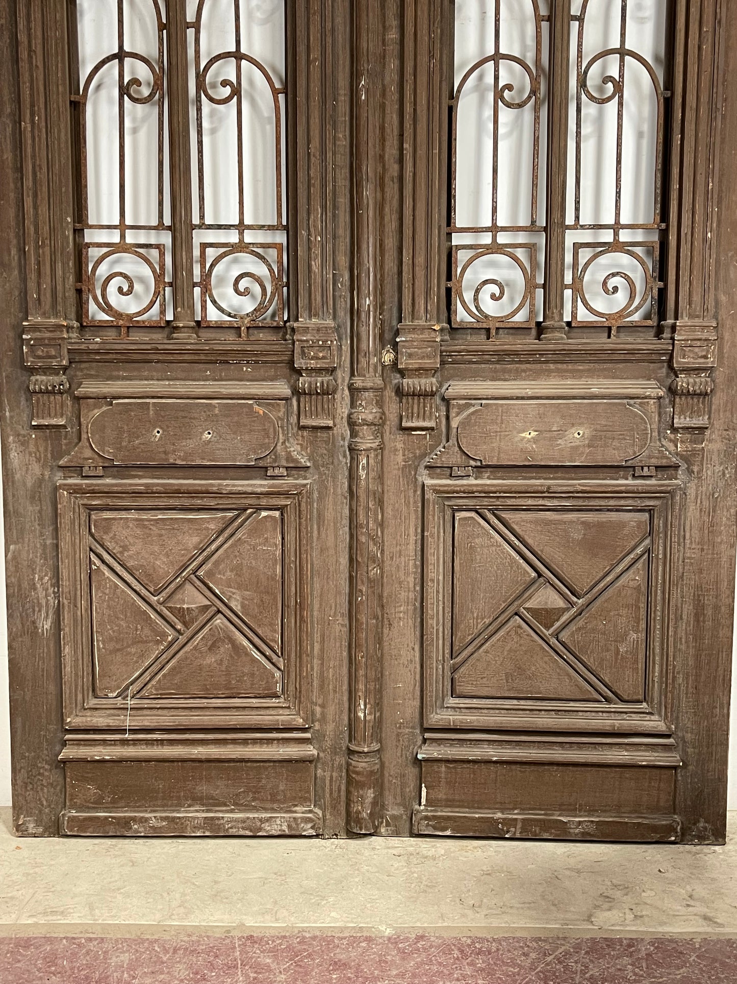 Antique French Panel Doors with Metal (106.5 x 71) M020