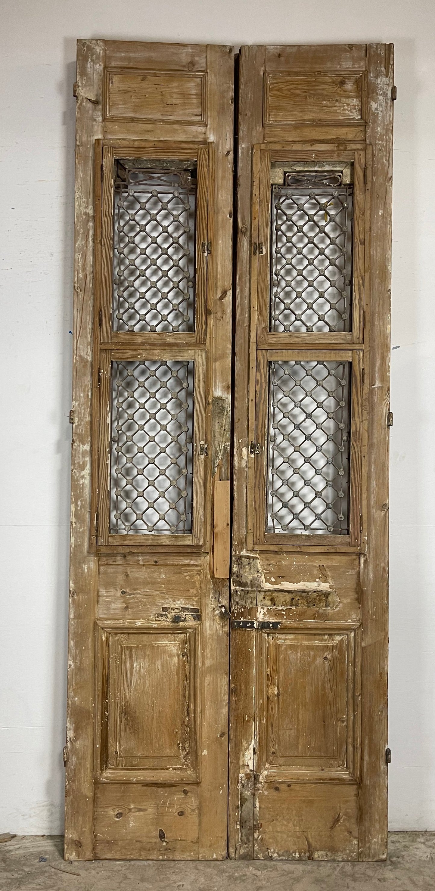 Antique French Panel Doors with Metal (121 x 47.5) M059