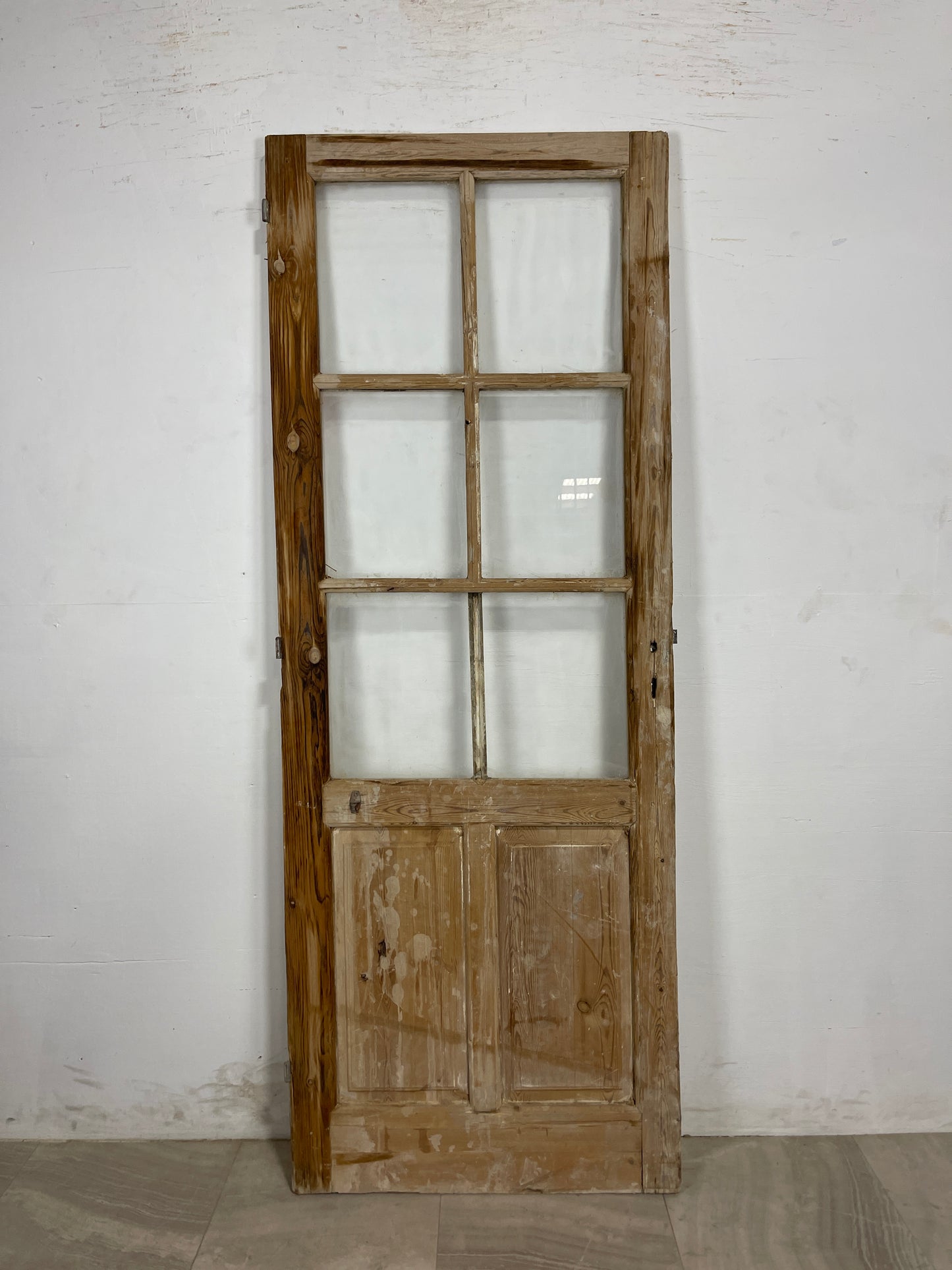 Antique French Panel Door with Glass  (84.5 x 31.5) N157