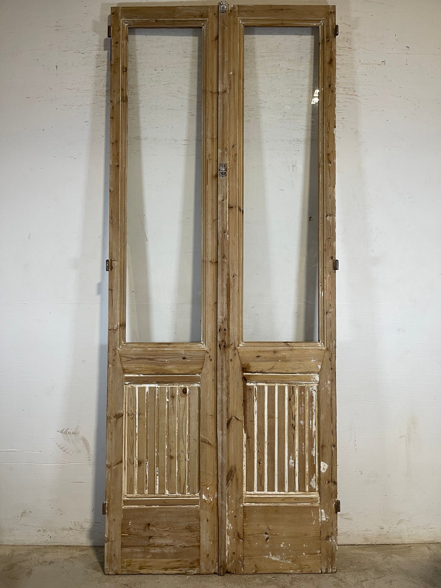 Antique French panel doors with glass (92.75x43.75) L174