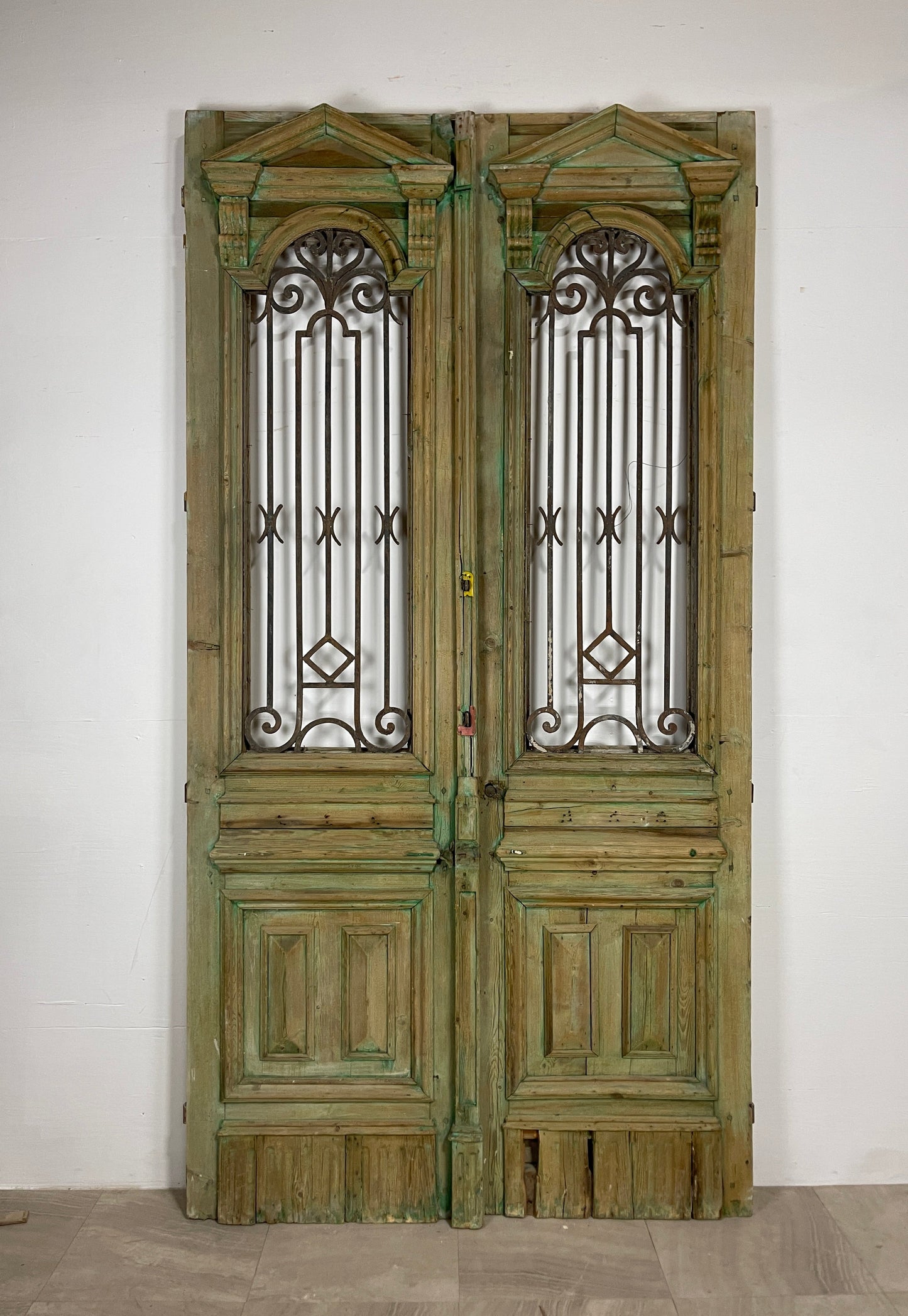 Antique French panel doors with Metal (106.25 x 54.75) O21